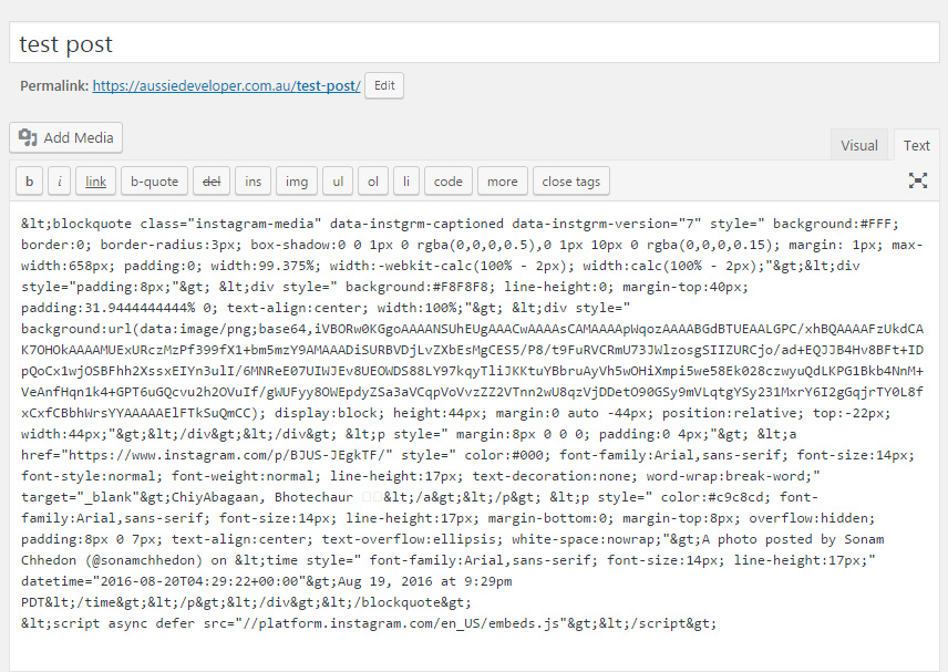 How to Add Instagram photos and videos to Your WordPress Site 8 instagram-code