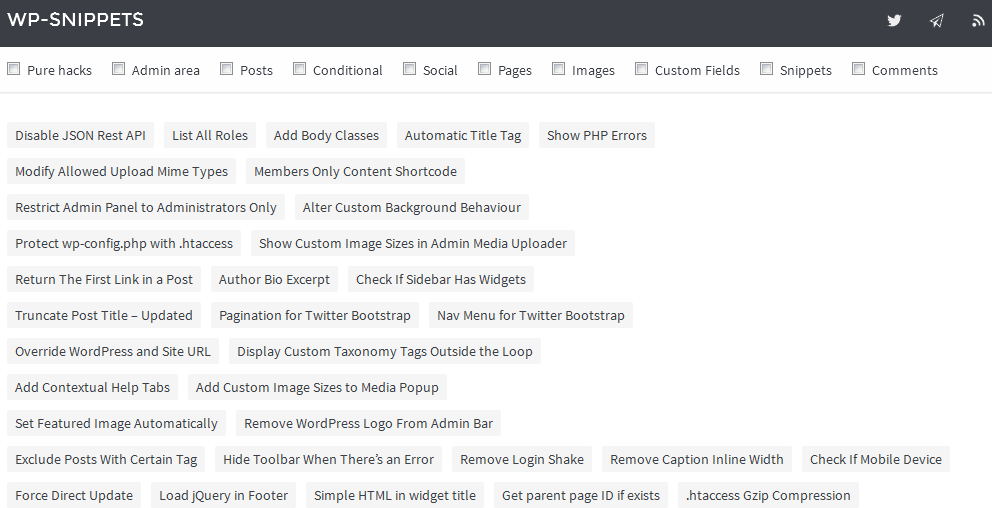Top 30 Free Websites To Learn WordPress 26 wp-snippets