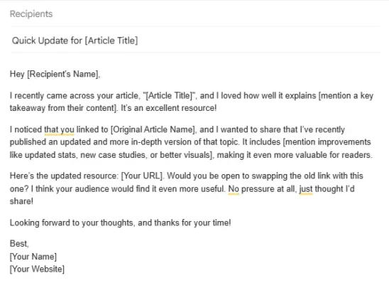 Top Link Building Methods For Your WordPress Website 3 draft email