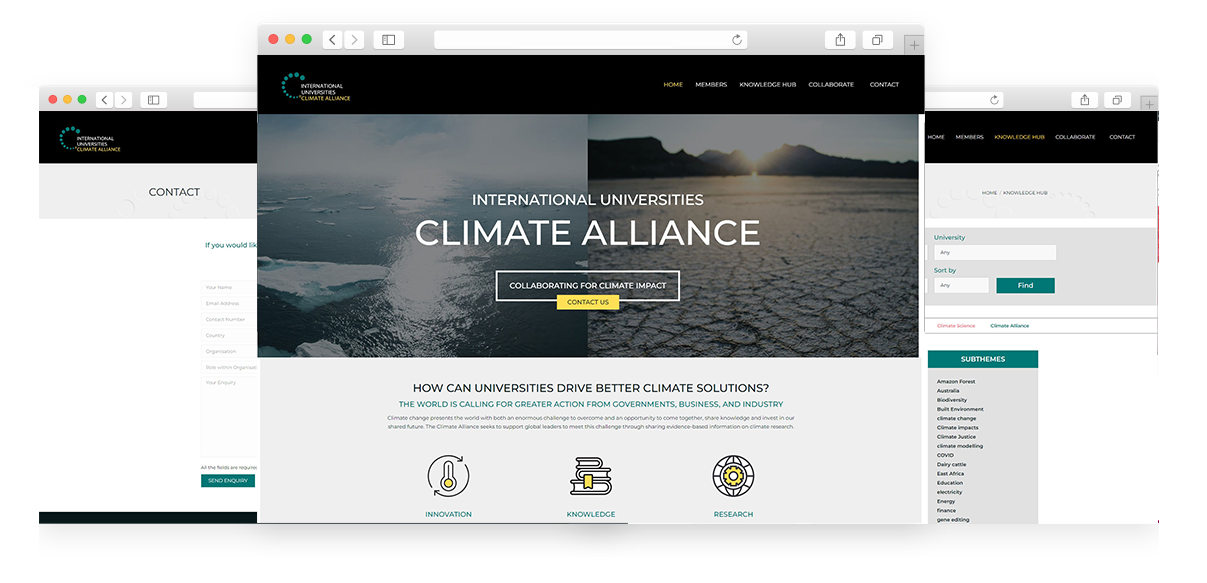 International Universities Climate Alliance web design development overview wp creative