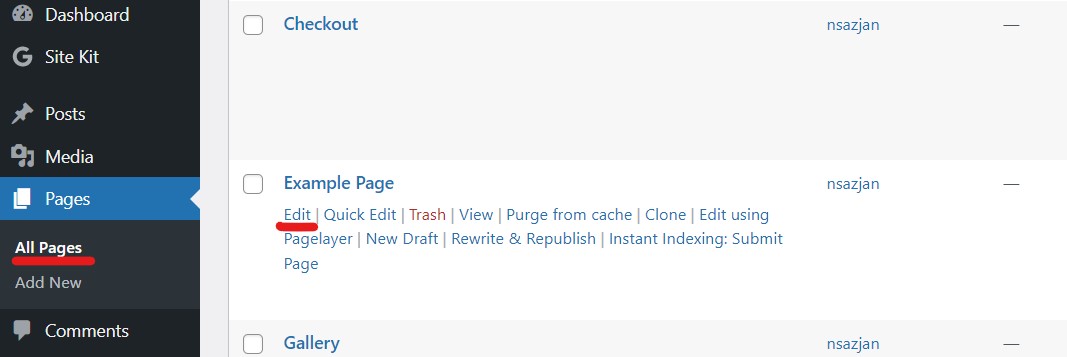 How To Disable Comments In WordPress? 6 Edit page WordPress 1