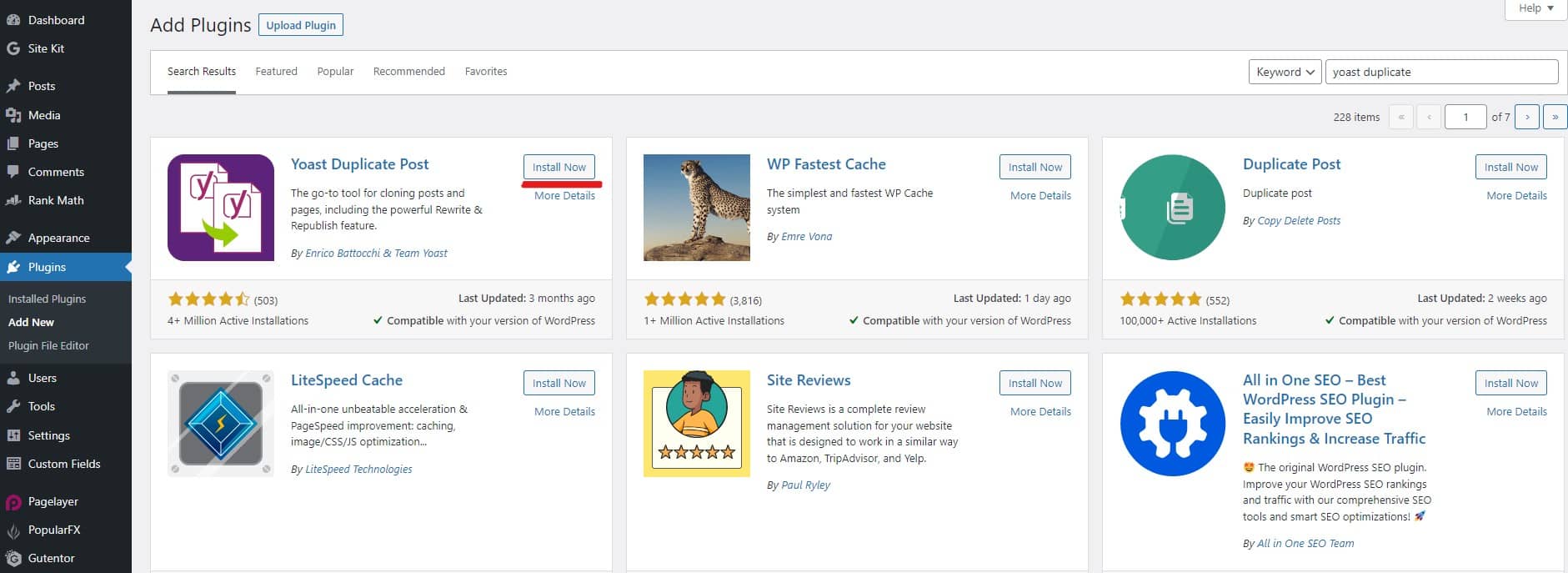 How to duplicate a page in WordPress? 4 install yoast duplicate page plugin
