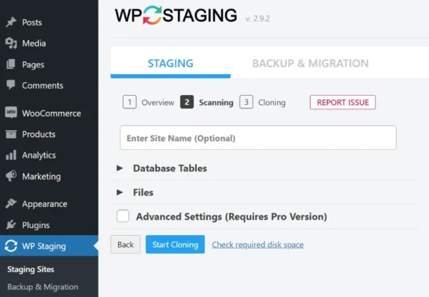 The Complete WordPress Maintenance Guide 9 WP Staging plugin dashboard
