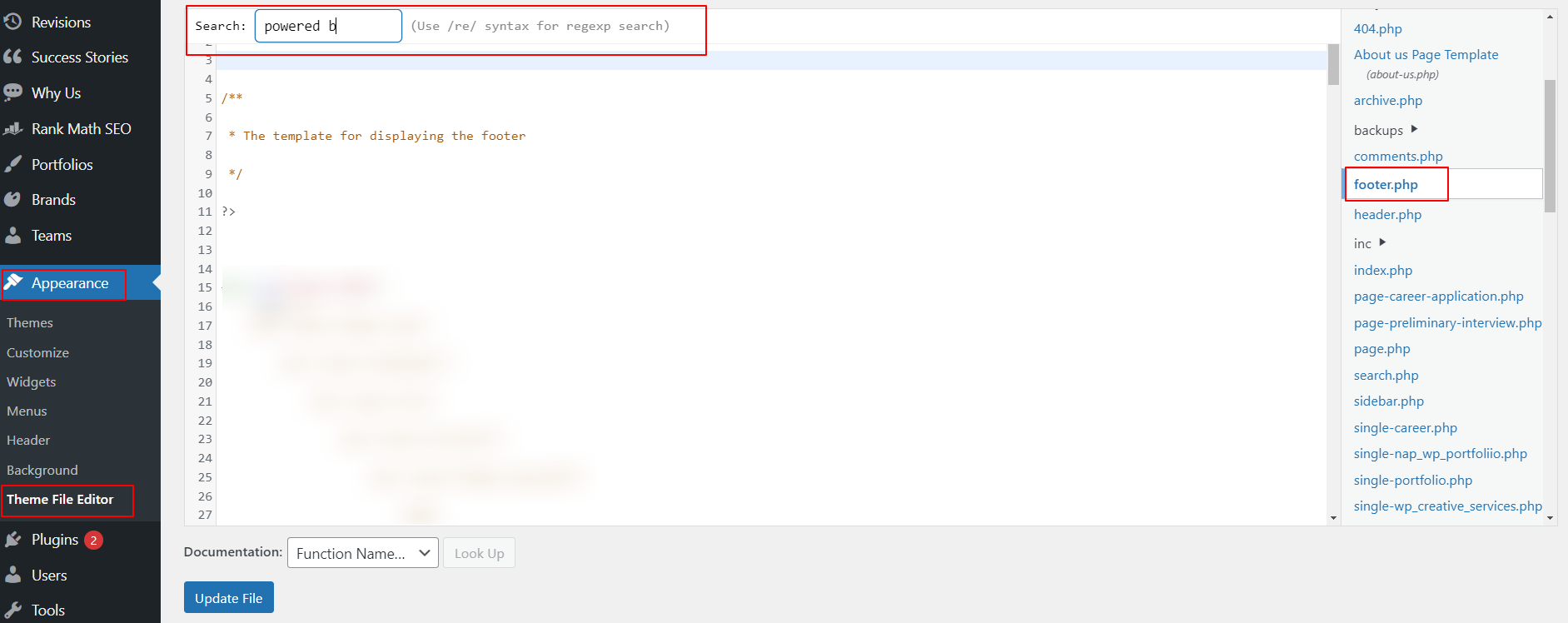 How To Edit Footer In WordPress 8 Edit footer.php to remove the Proudly powered by WordPress default text
