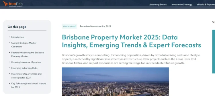 10 Types of Content to Boost your Web Traffic 9 Brisbane Property Market 2025 report on Ironfish website