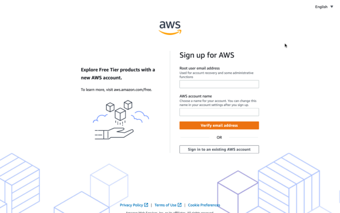 6 Ways To Integrate WordPress with Amazon 12 AWS sign-up page for new users to create an account and explore free tier products