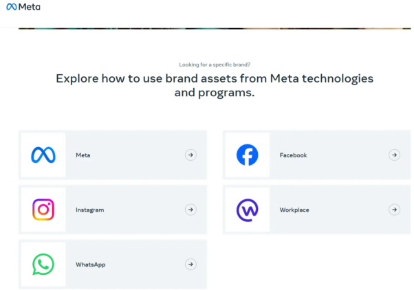Headless WordPress CMS in 2026: Should You Make the Switch? 10 Meta's official brand assets page showing Facebook, Instagram, WhatsApp, and Workplace branding guidelines.