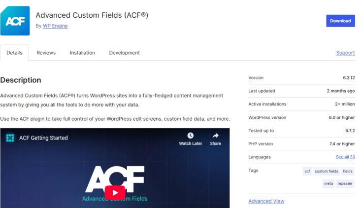 Headless WordPress CMS in 2026: Should You Make the Switch? 7 Advanced Custom Fields (ACF) WordPress plugin page showing details, features, and installation stats