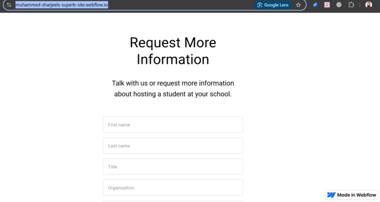 How to Use Figma to Webflow Plugin for Faster Development? 21 Webflow-hosted request information form preview