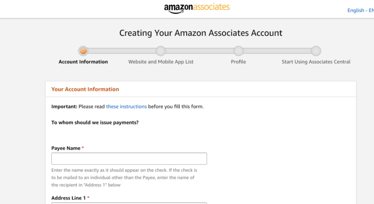 6 Ways To Integrate WordPress with Amazon 4 Amazon Associates sign-up page for creating an affiliate marketing account