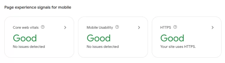 How To Score 100 On Google PageSpeed Insights Test 12 Google Search Console page experience signals showing Core Web Vitals, mobile usability, and HTTPS status