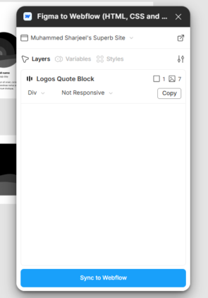 How to Use Figma to Webflow Plugin for Faster Development? 10 Figma to Webflow layer panel with a selected component