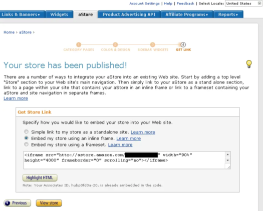 6 Ways To Integrate WordPress with Amazon 8 Amazon Store embed code for integrating storefront into WordPress website