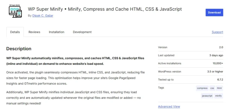 How To Score 100 On Google PageSpeed Insights Test 18 WP Super Minify plugin for WordPress to minify, compress, and cache HTML, CSS, and JavaScript for faster page speed.
