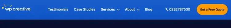 Complete WordPress Website Audit Guide for 2026: Step-by-Step Tutorial 3 Website navigation menu with links to testimonials, case studies, services, blog, and a call-to-action button