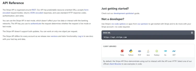 PayPal vs Stripe: Top WooCommerce Payment Gateway for 2026 4 Stripe API reference page showcasing developer-friendly integrations for seamless payment processing
