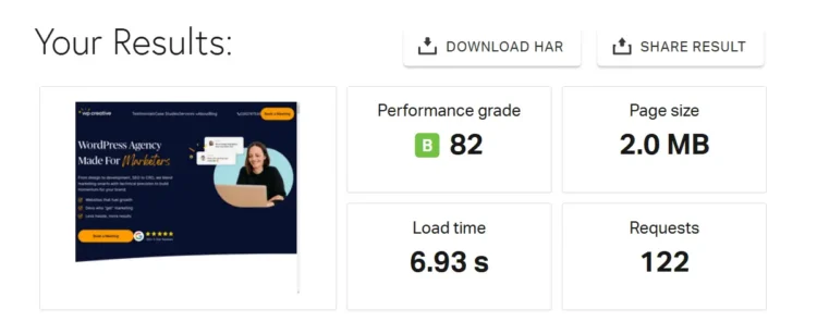 How to Speed Up Your Shopify Store for Better Performance? 4 Pingdom measuring website speed of WP Creative