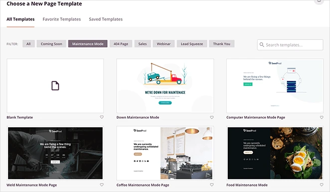 WordPress Maintenance Mode: How to Enable, Disable, & Troubleshoot It 13 Choose a Template